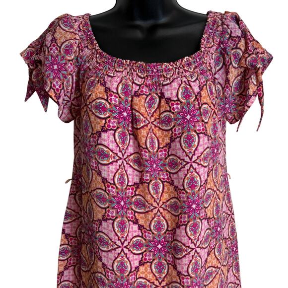 Motherhood Maternity Women Dress Small Shift Ruffle Pink Short Sleeve Scoop New - Picture 2 of 10